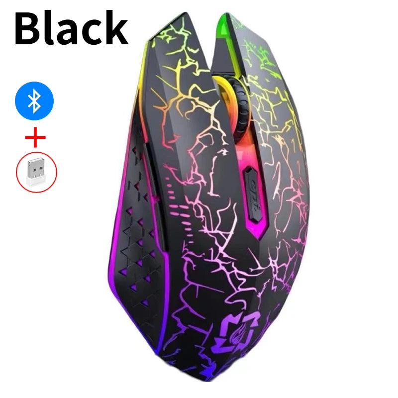 2.4G Bluetooth Wireless Mouse Gaming Mouse Silent Mouse Rechargeable Mouse 800-1200-1600 DPI Mouse Mice for PC Laptop Macbook Peaceful Pleasures Health and Wellness black