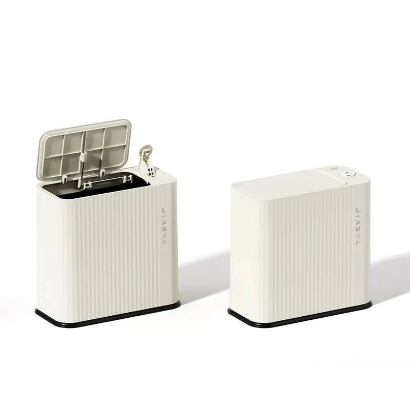Press-Open Corner Waste Bin - Large Capacity Multi-Functional Trash Can, Space-Efficient, Home Décor Must-Have Peaceful Pleasures Health and Wellness Stripe Creamy