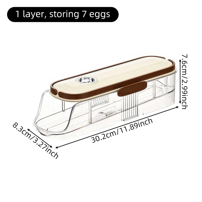 1 Pcs Egg Storage Box Automatic Rolling Refrigerator Egg Rack Storage Hand-held Egg Refrigerator Side Door Storage Rack Peaceful Pleasures Health and Wellness Single row-1