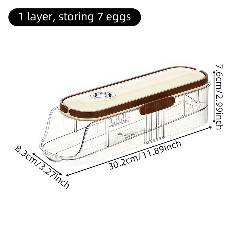 Automatic Rolling Egg Storage Rack – Fridge Organizer Box