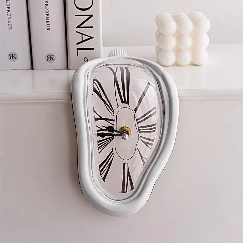 2024 New Novel Surreal Melting Distorted Wall Clocks Surrealist Salvador Dali Style Wall Watch Decoration Gift Home Garden Peaceful Pleasures Health and Wellness White1