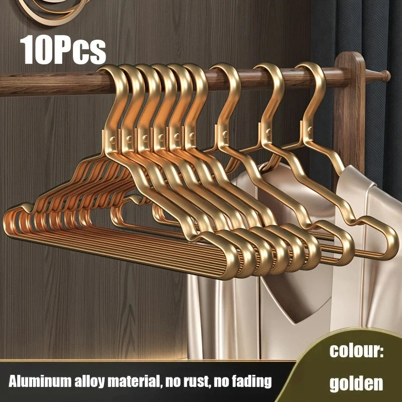 Heavy Duty Metal Clothes Hangers | Smooth Aluminum Coat Hangers Metal Clothes Hangers Peaceful Pleasures Health and Wellness 10Pcs-Gold
