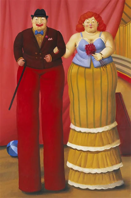Fernando Botero Famous Oil Painting Fat Couple Dancing Posters Canvas Painting Living Room Wall Mural Picture Decoration Peaceful Pleasures Health and Wellness