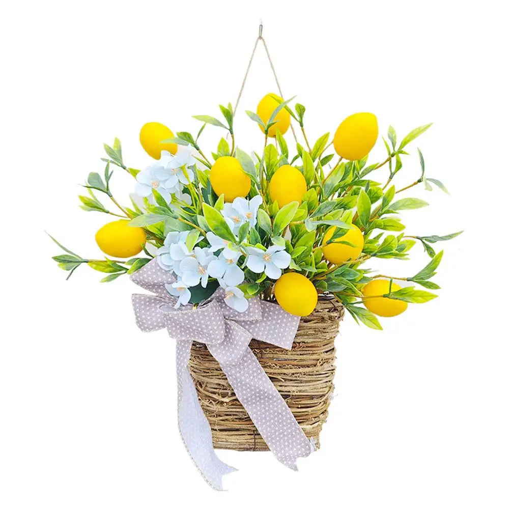 Lemon Flower Basket Wreath – Spring Porch & Door Décor