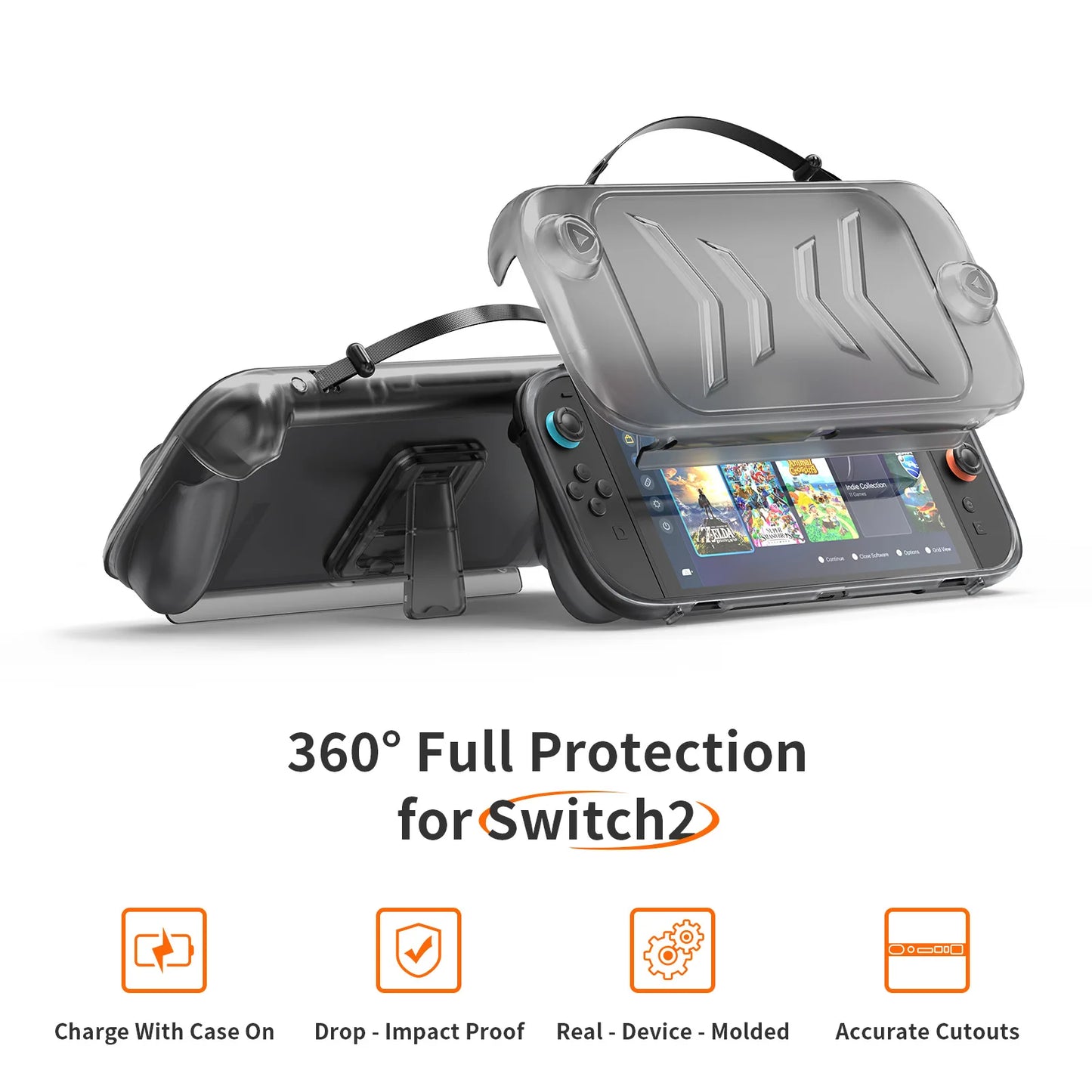 TPU+ABS Case Ergonomic Handle Grip Cover Anti-Drop Handheld Game Console Case Anti-Slip Host Shell For 2025 NS2 For Switch 2 Peaceful Pleasures Health and Wellness
