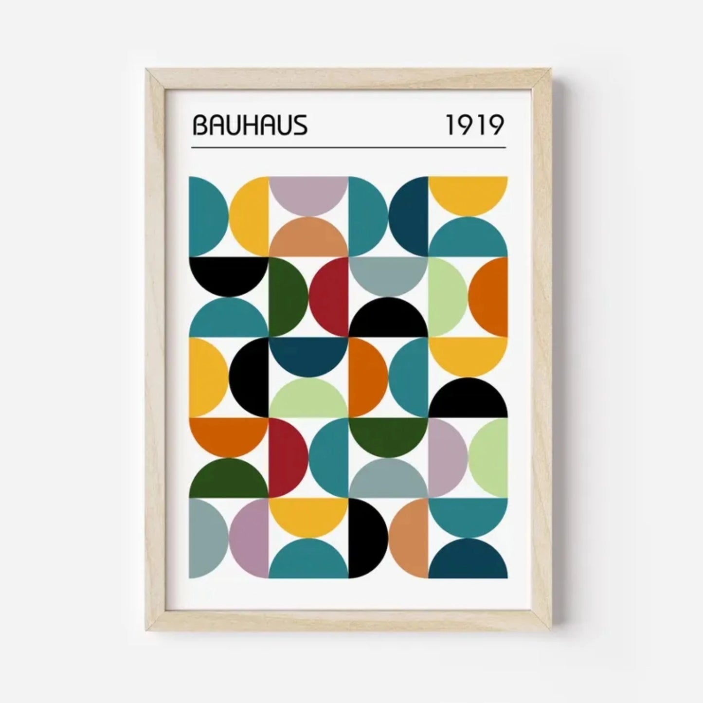 Mid Century Modern Bauhaus Geometric Canvas Wall Art Print