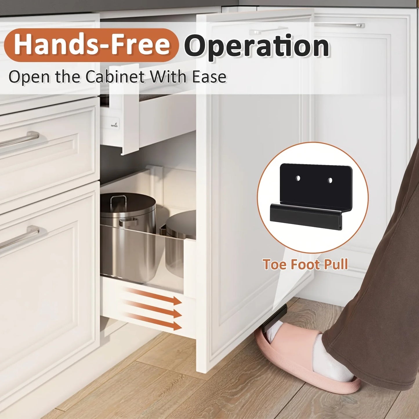1 Polished Metal Cabinet Door Foot Handle Carbon Steel Non-contact