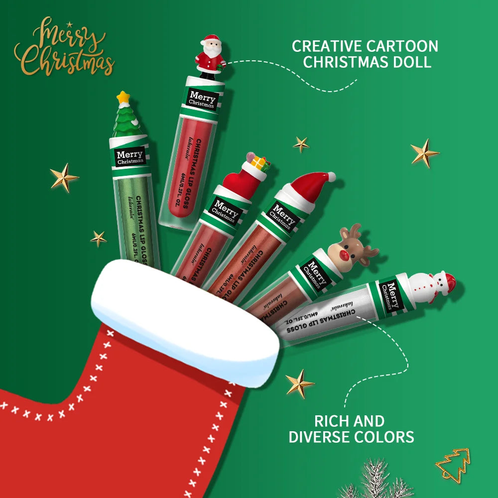 Christmas Lip Gloss Set – 5-Piece Moisturizing Jelly Tint Lip Gloss Set Peaceful Pleasures Health and Wellness