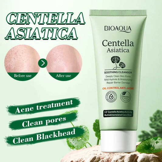 BIOAOUA Centella Asiatica Face Cleanser Gentle Daily Foam Cleanser with Hyaluronic Acid & Niacinamide for Deep Pore Cleansing Peaceful Pleasures Health and Wellness