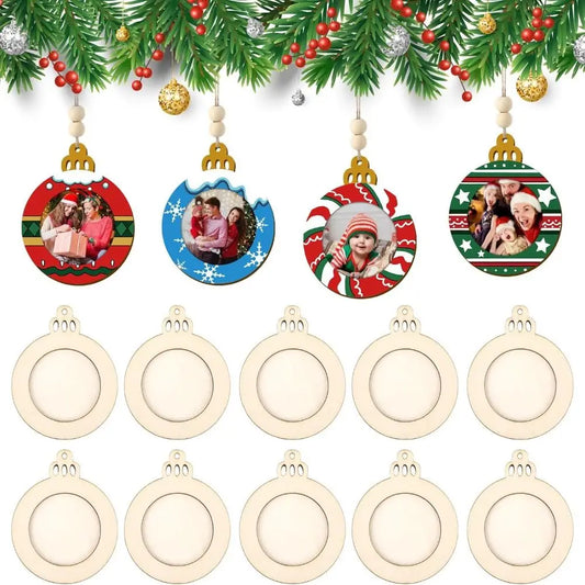 6-Pack Wooden Christmas Frame Ornaments – DIY Coloring Xmas Decor Christmas Craft Ornaments Oasis Select