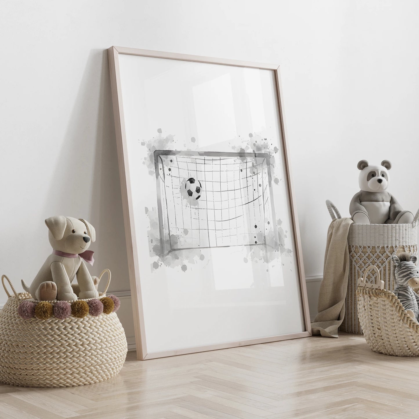 3-Piece Cartoon Football Player Canvas Wall Art Poster Set