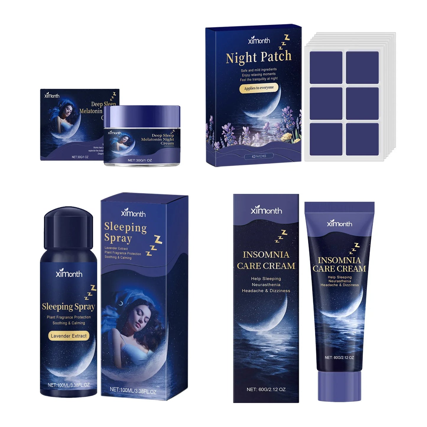 Lavender Sleep Patch, Night Cream & Pillow Spray Gift Set