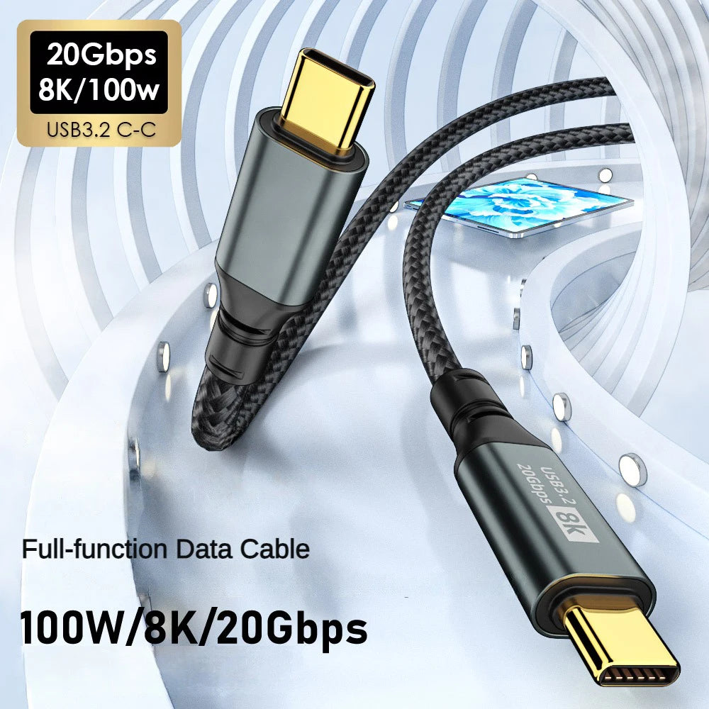 USB C Cable 8K 100W 20Gbps – iPhone 15 MacBook Samsung 2m/3m
