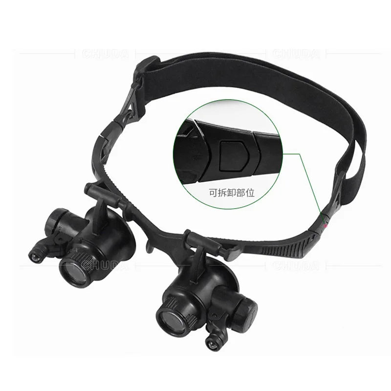 Head Mounted Magnifier with Led Light Magnifying Glass for Close Work Electronic Jewelry Watch Repair Peaceful Pleasures Health and Wellness