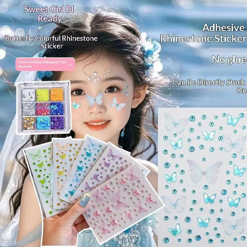 Glitter Face Stickers & Eyeshadow Palette – Kids Stage Makeup