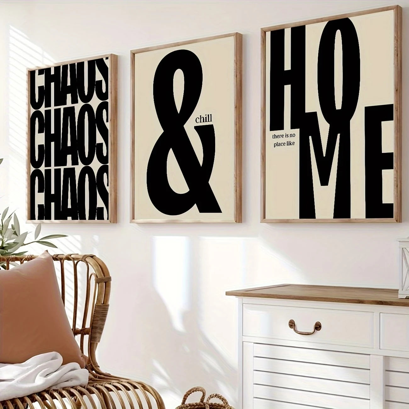 3-Piece Black & Beige Quote Canvas Wall Art | Modern Home Decor