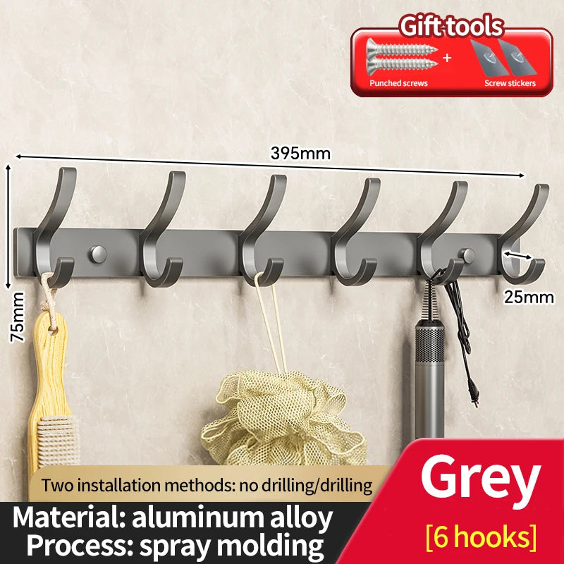 No-Drill 6-Hook Wall Hanger | Coat & Clothes Organizer