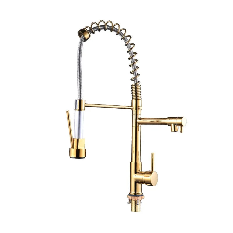 All-Copper Pull-Down Spring Kitchen Faucet | Hot Cold & Purified
