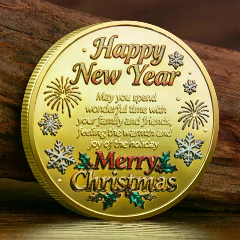 Christmas Commemorative Gold Coin – Santa & Snowman Gift Commemorative Coin Peaceful Pleasures Health and Wellness
