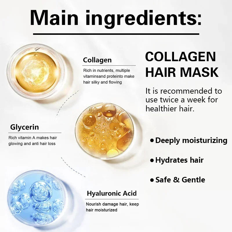 Collagen Hair Treatment Deep Repair Conditioning Argan Oil Hair Mask Essence For Dry Damaged Hair Repair Revitalize Hair Care Peaceful Pleasures Health and Wellness