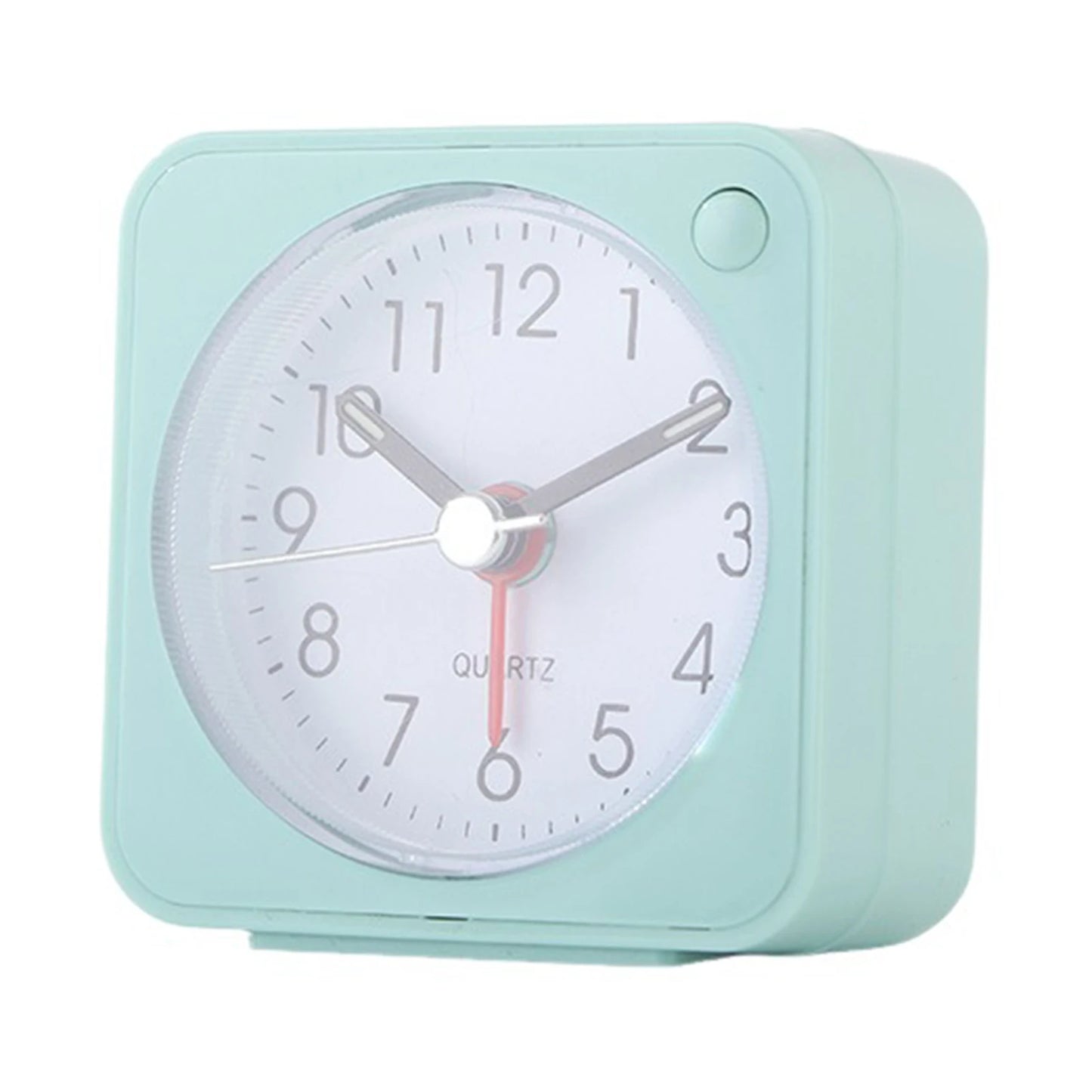 Mini Square Travel Alarm Clock – Silent Analog with Night Light