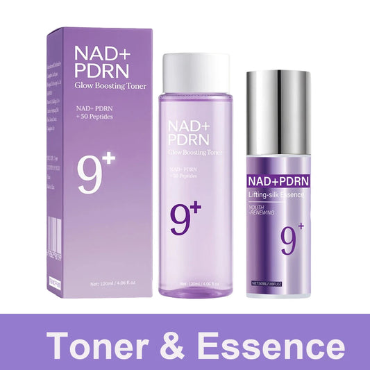 9+ NAD+ PDRN Lifting-sil Essence for Women Firming, Fade Fine Lines NAD+ Serum& Toner for Brightening Skin 50ML Peaceful Pleasures Health and Wellness 2PCS SET