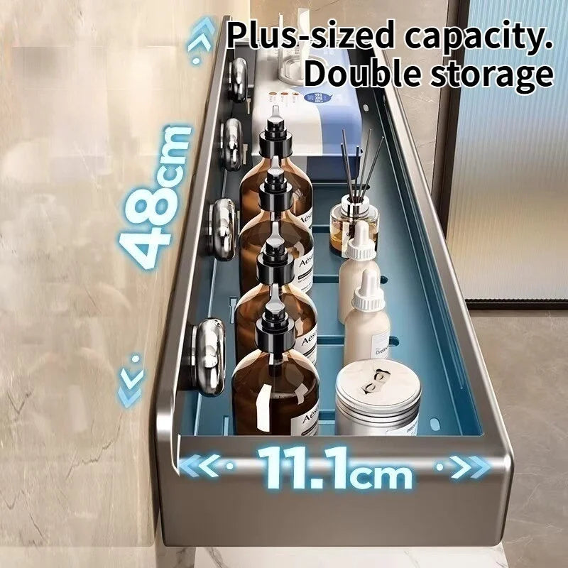 No-Drill Suction Cup Wall Shelf | Bathroom Storage Organizer