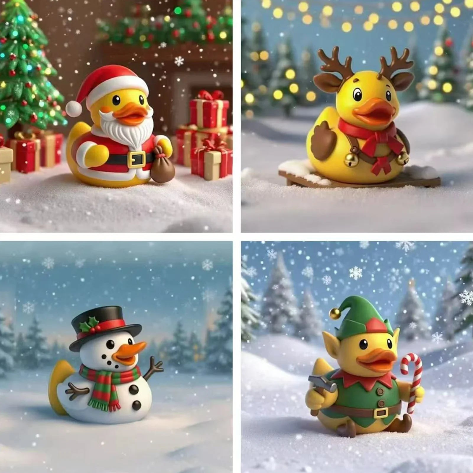 New Creative Independent Station Christmas Style Duck Resin Craft Ornament Suitable for Home Desktop and Courtyard Decorations Peaceful Pleasures Health and Wellness
