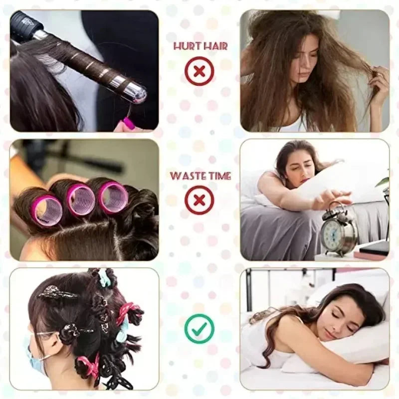 Best Flexible Foam and Sponge Magic Care DIY Styling Tools 10Pcs/Lot Hair Curlers Soft Sleep Pillow Rollers Set Peaceful Pleasures Health and Wellness
