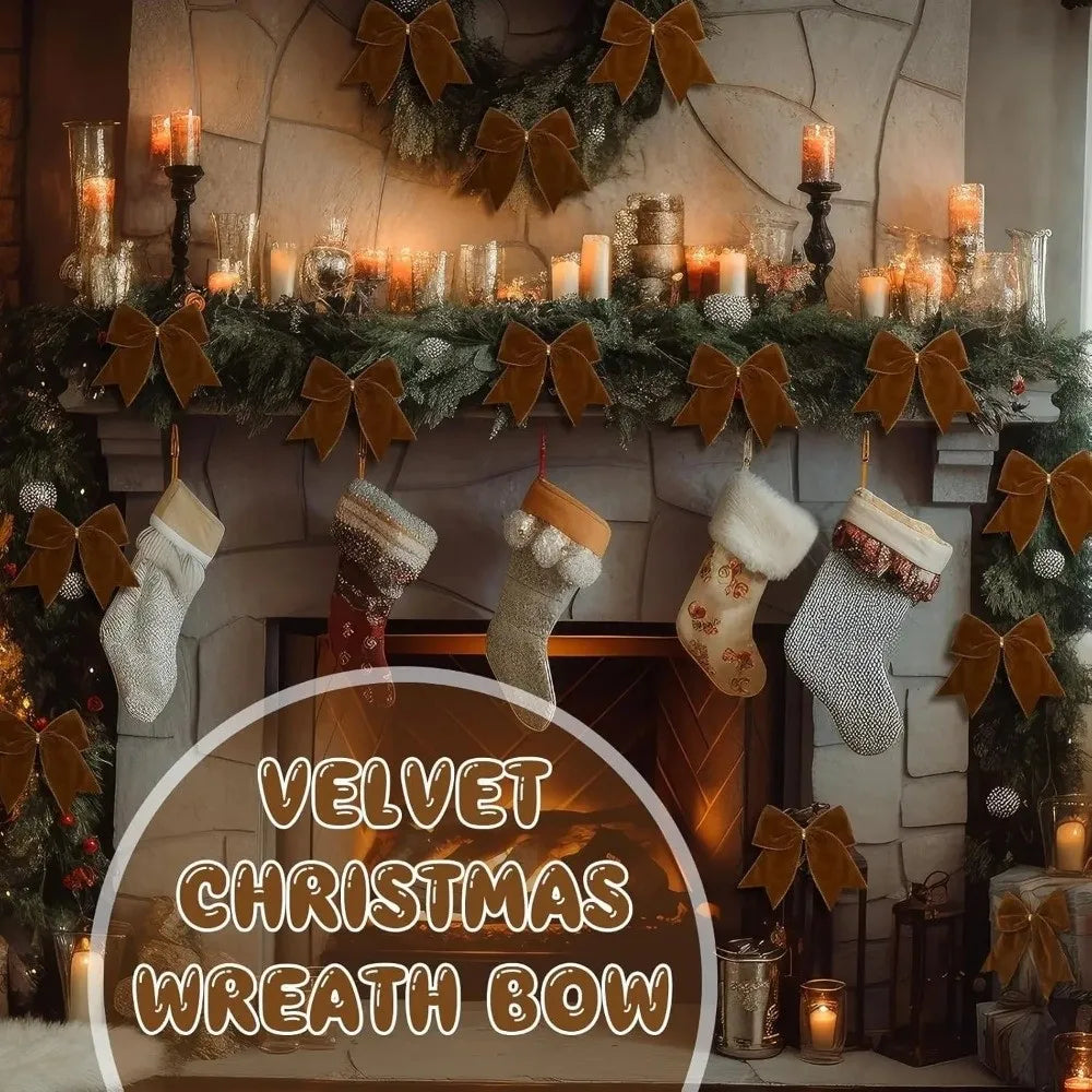 4-Pack Velvet Christmas Tree Bows – DIY Wreath Ribbon Décor