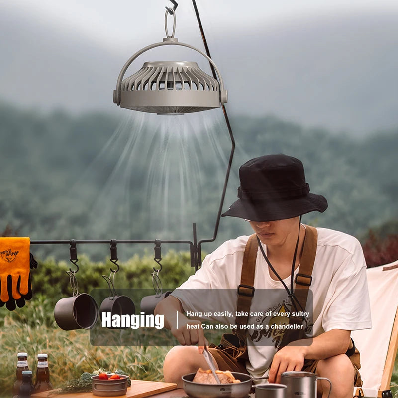Chargeable Tripod Stand Desk Air Cooling Blower Rotation Camping Ceiling Fan With Night Light Outdoor USB Conditioning Cooler Peaceful Pleasures Health and Wellness