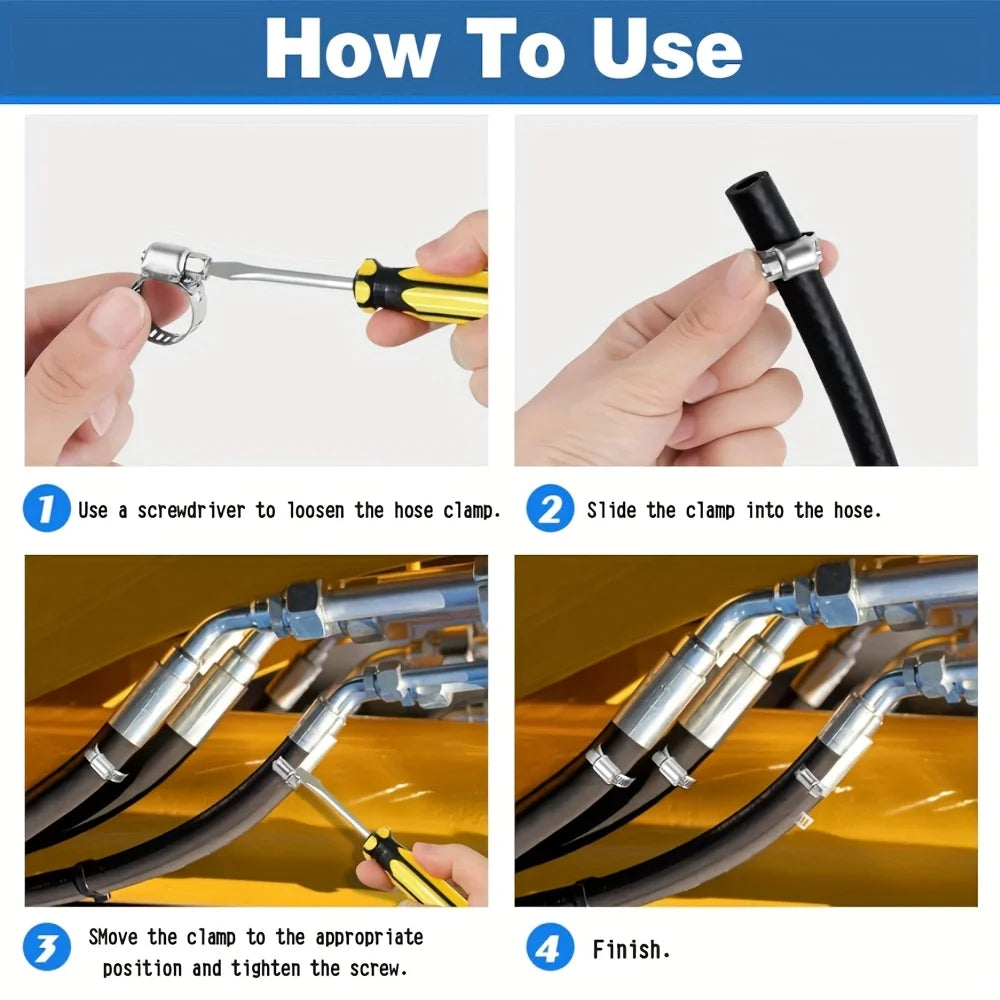 Gasoline Hose 6 Clamps Gas Pipes Lawn Mower Fuel Lines Cars Tractors