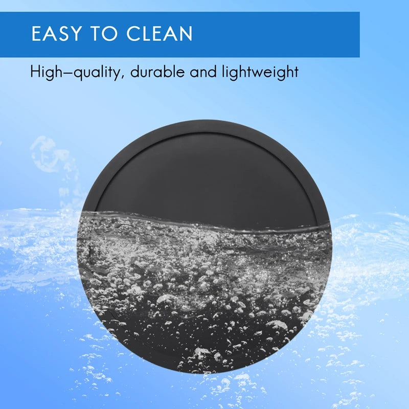 A36T-Coasters Glasses Set Of 8 Silicone Coasters Round Design Glass Coasters In Black For Drinks, Bar, Cups, Glass - Table Peaceful Pleasures Health and Wellness
