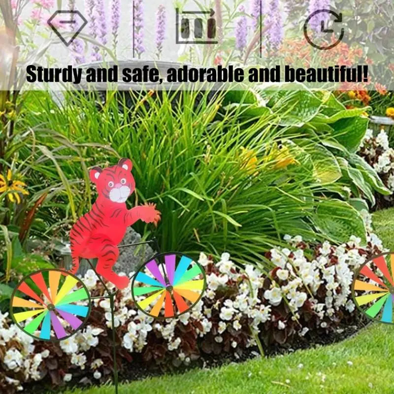Animal Cycling Windmill Garden Spinner | Weather-Resistant