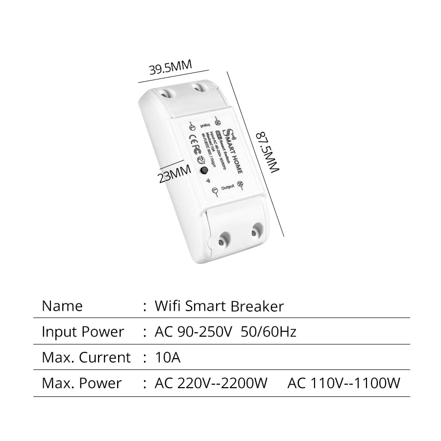 Tuya Smart WiFi Switch 10A Mini Intelligent Breaker Smart Life APP Wireless Remote Control Voice Control With Alexa Google Home Peaceful Pleasures Health and Wellness
