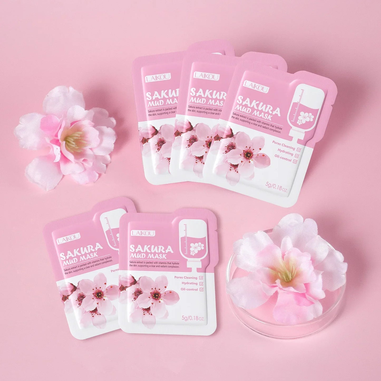 LAIKOU Sakura Clay Mud Mask – Hydrating & Oil Balancing 5g