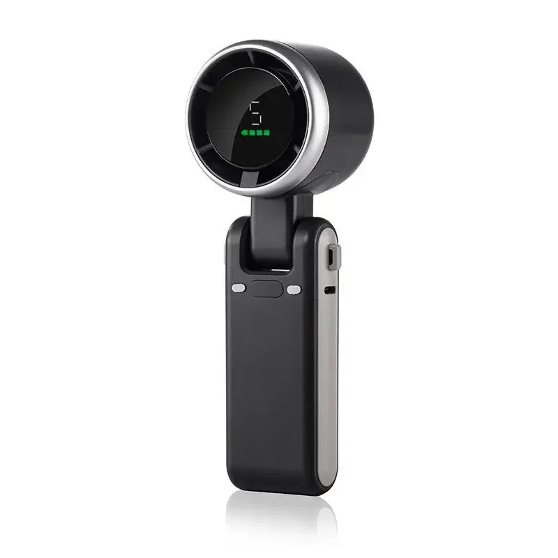 Lenovo Folding Handheld Fan Mini High-speed Digital Display Portable Desktop Usb Charging Hanging Camping Violent Turbo Fan Peaceful Pleasures Health and Wellness Black