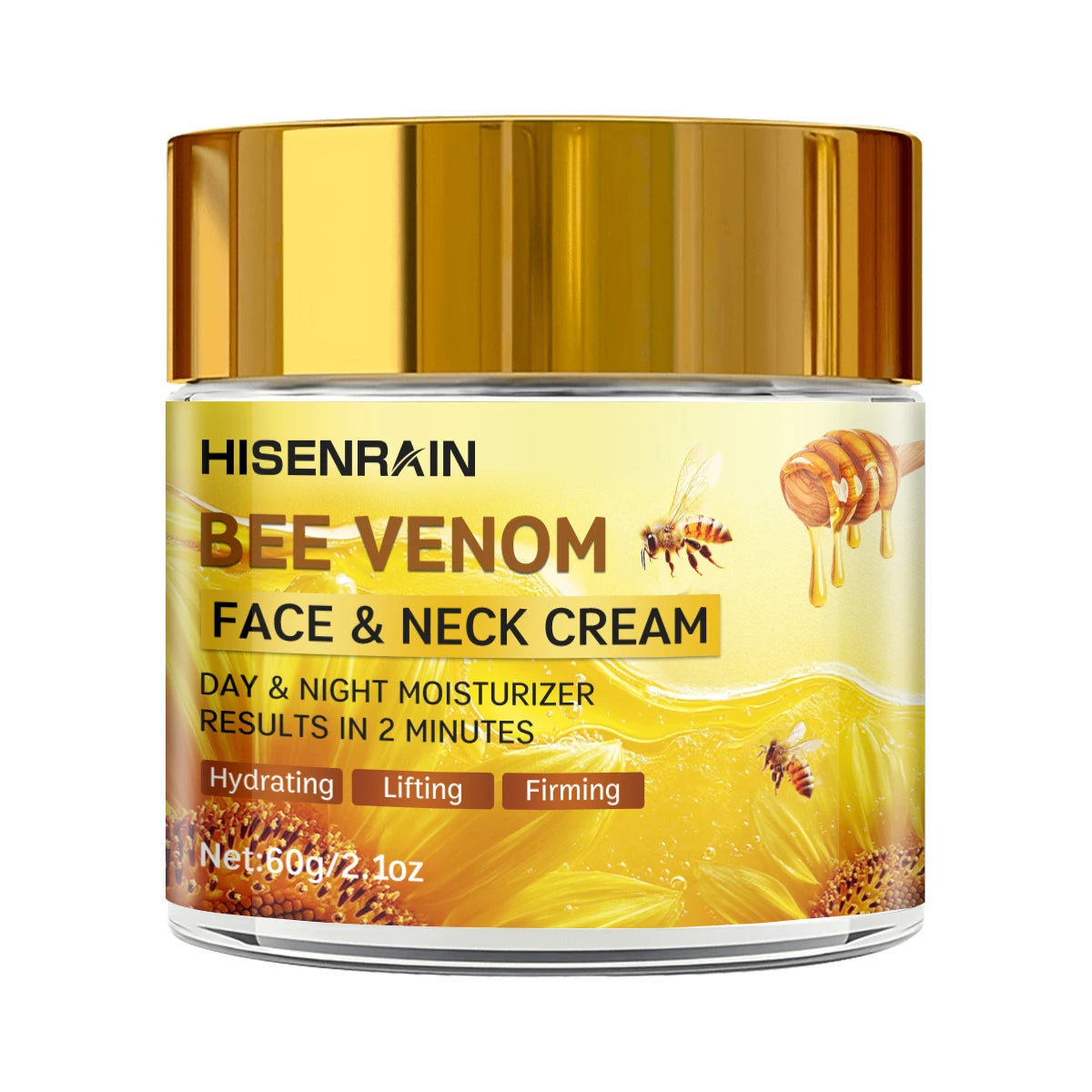 HISENRAIN Snail & Bee Venom Cream - Anti-Aging Face & Neck Cream with Collagen & Niacinamide, Whitening, -Firming.glass bottle- Peaceful Pleasures Health and Wellness 60g