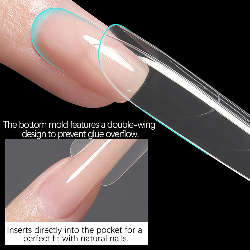 240pcs/Box Sandwich Dual Nail Forms Oval Nail Extension Forms Top Form Bottom Form For Quick Nail Extensions Peaceful Pleasures Health and Wellness