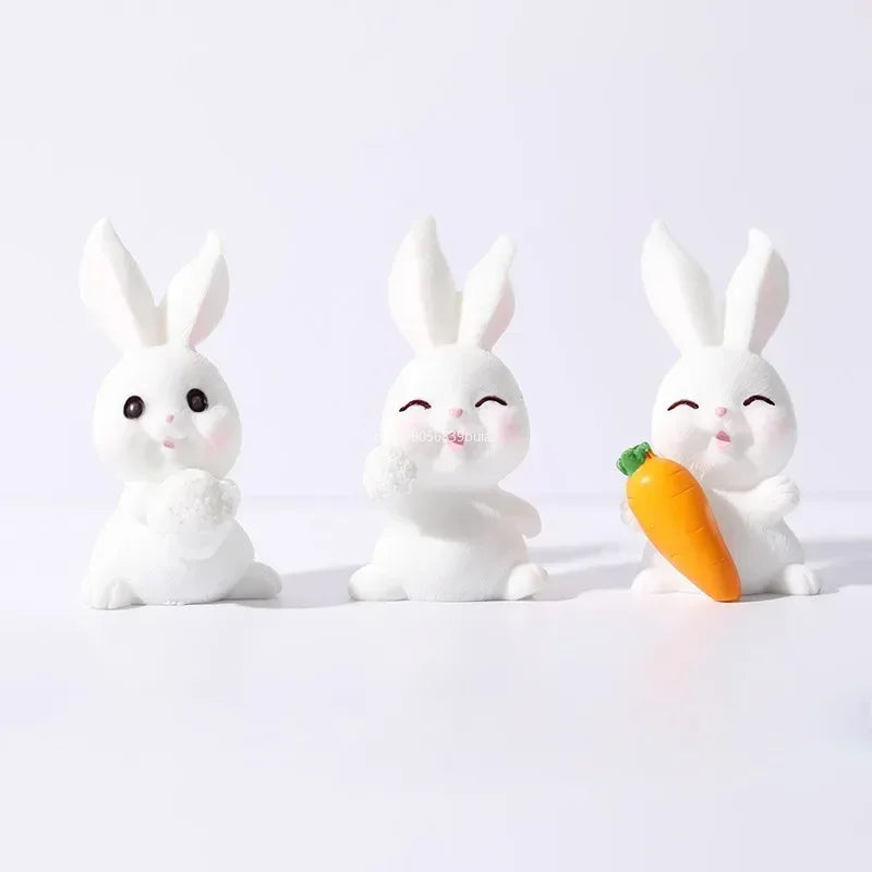 Figurines Christmas Rabbit Micro Landscape Snowman Bunny Ornament Desk Accessories For Home Decoration Kids Gifts Miniature Peaceful Pleasures Health and Wellness