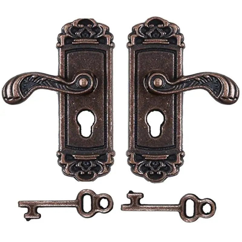 1/12 Miniature Dollhouse Door Lock & Key Set – 2Pcs Metal