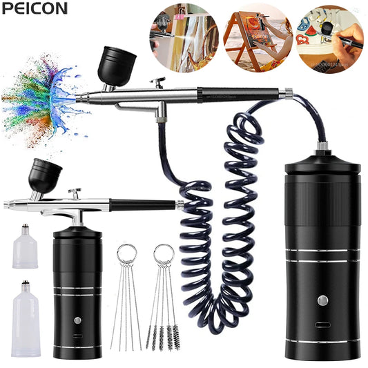 Airbrush with Compressor Mini Spray Gun for Painting Modeling Craft Airbrush Painting Wireless Portable Airbrush Paint Spray Gun Peaceful Pleasures Health and Wellness