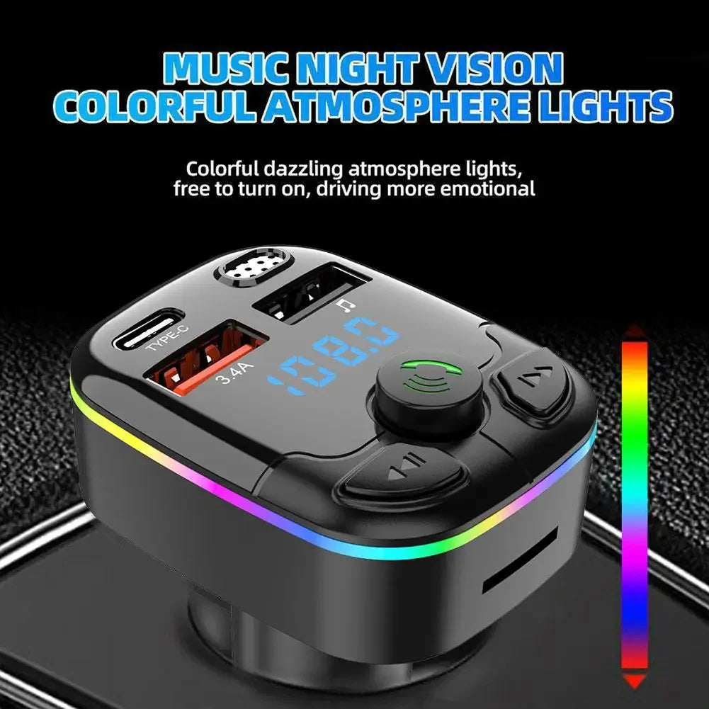 Bluetooth FM Transmitter Car Kit | Dual USB 3.1A LCD TF Card
