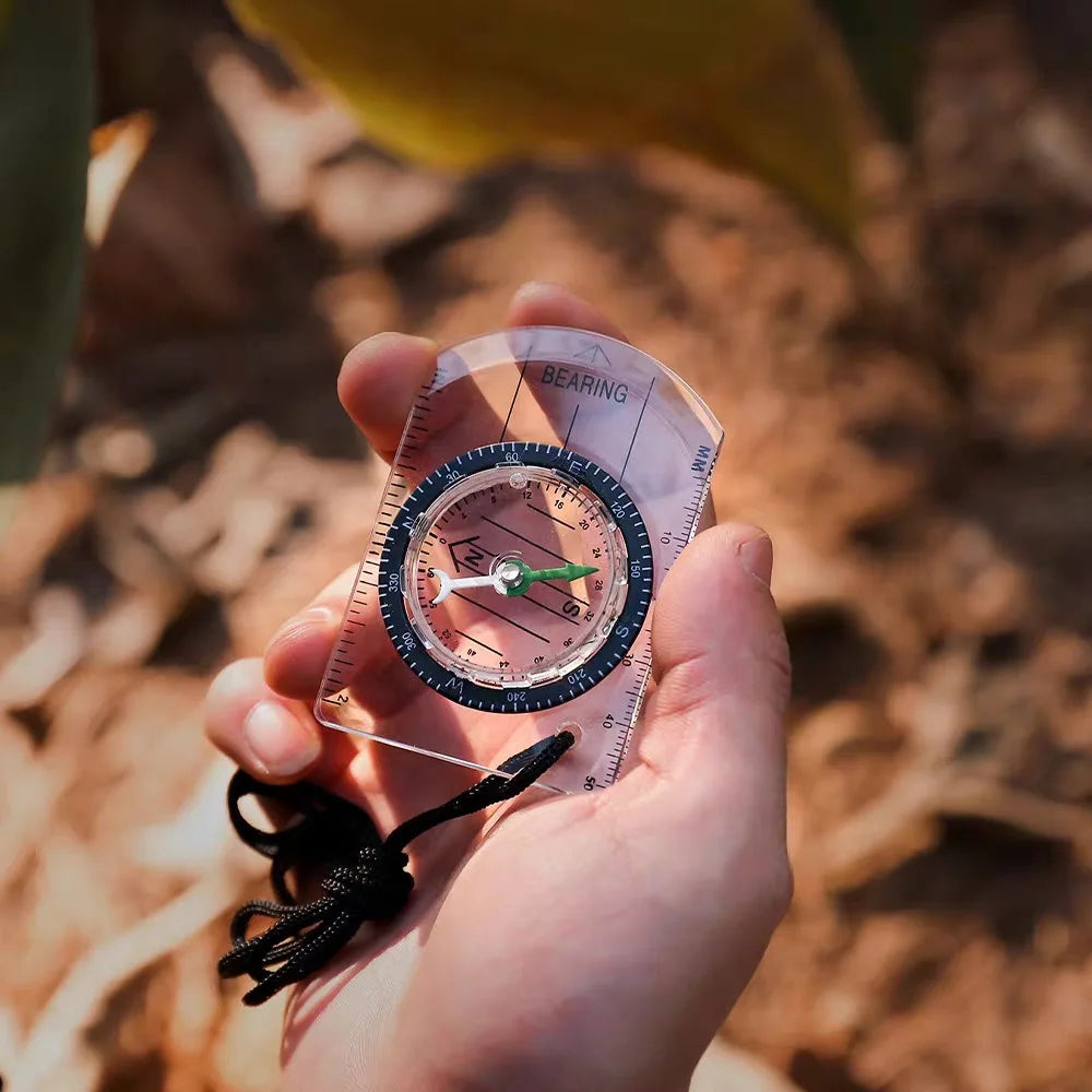 2-in-1 Outdoor Compass & Map Ruler – Acrylic Hiking Navigator