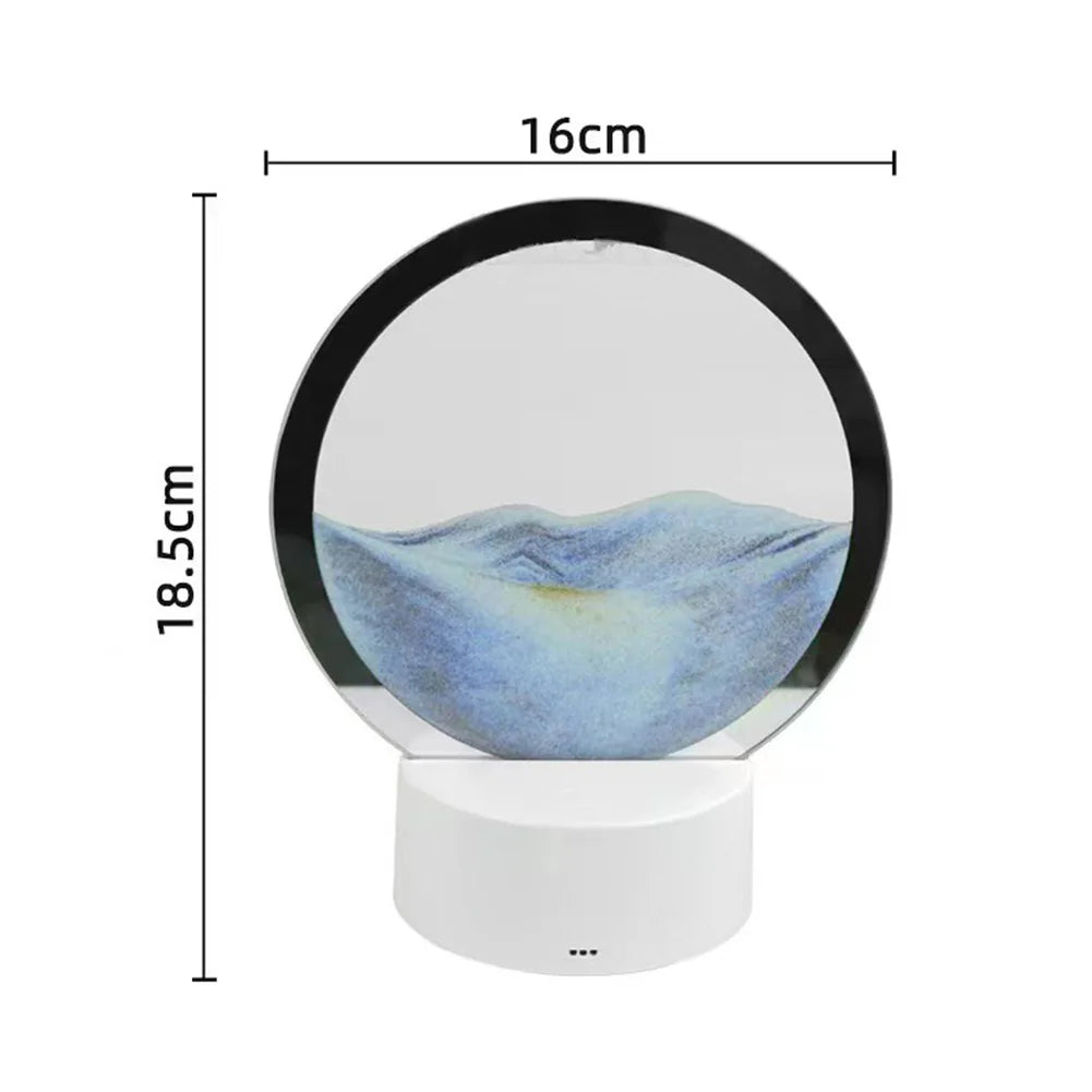 Moving Sand Art Picture Round Table Lamp 3D Dynamic Painting Night