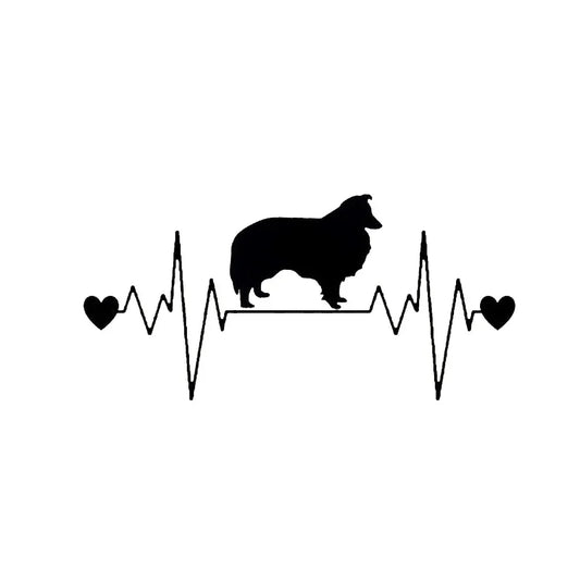 20.3cm*9.8cm Sheltie Heartbeat Lifeline Shetland Sheepdog Funny Vinyl Decal Sticker Car Stickers Window Peaceful Pleasures Health and Wellness black