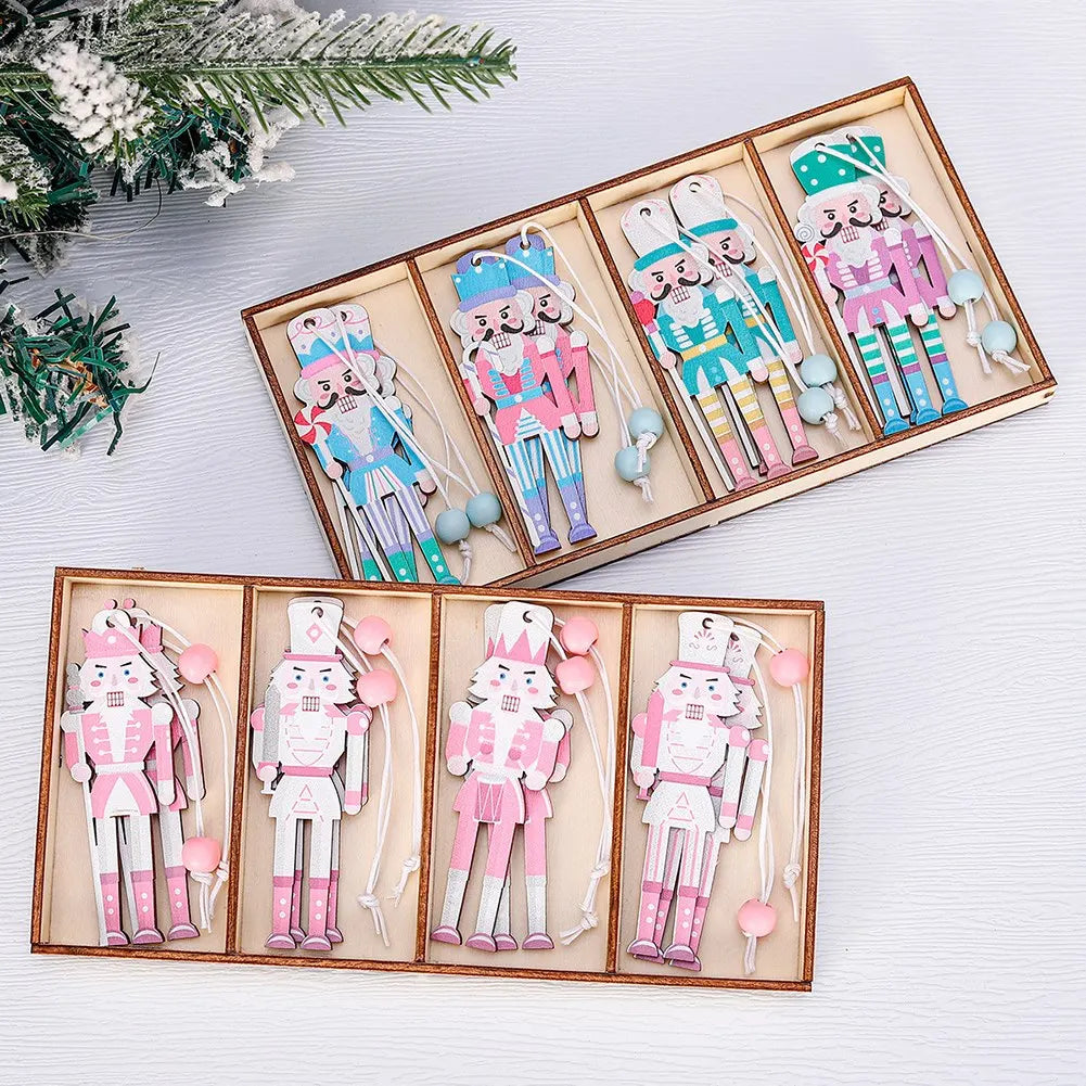 Wooden Nutcracker Christmas Ornaments | 8-Pack DIY Pendants