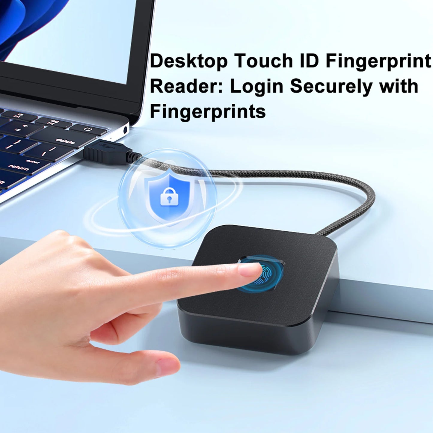 USB Fingerprint Reader with 5ft Cable Portable USB Fingerprint Logger Biometric Fingerprint Login Reader for Windows 11/10 Peaceful Pleasures Health and Wellness