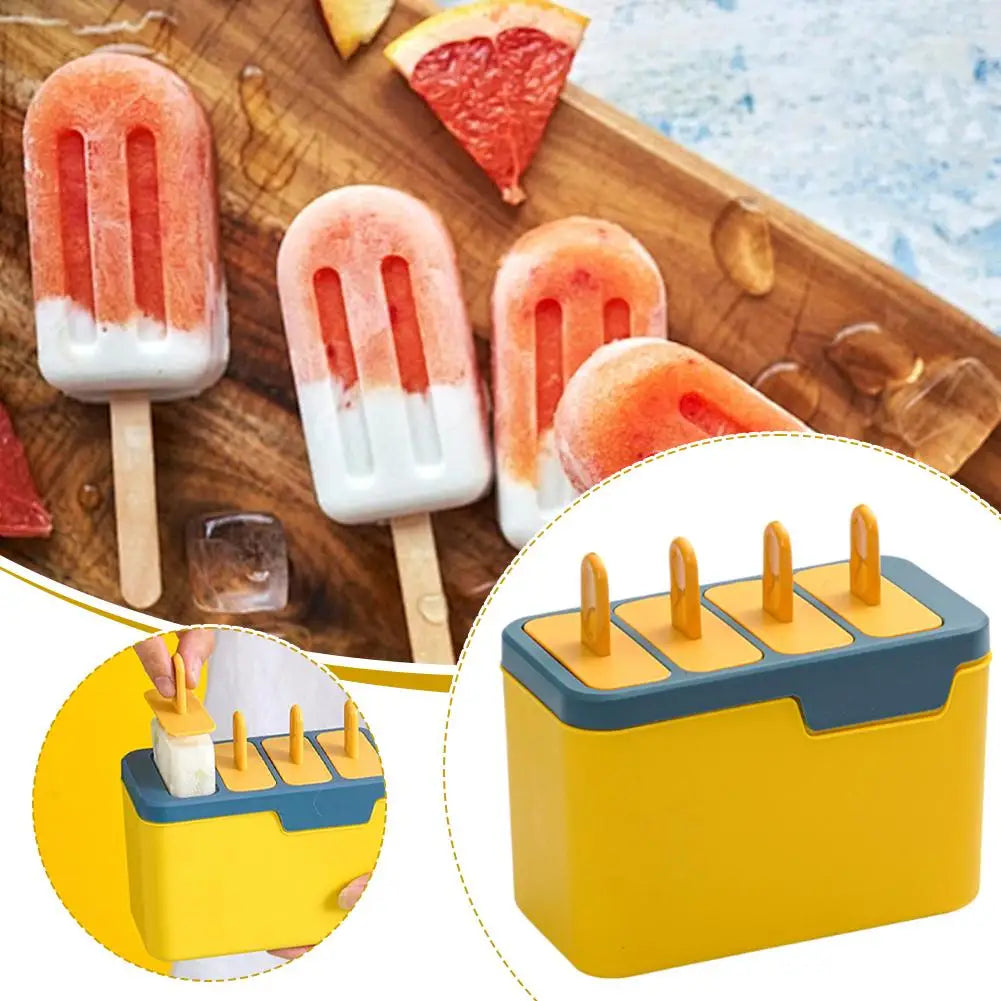 4-Cell Popsicle Mold Set – Easy-Release DIY Ice Pop Maker