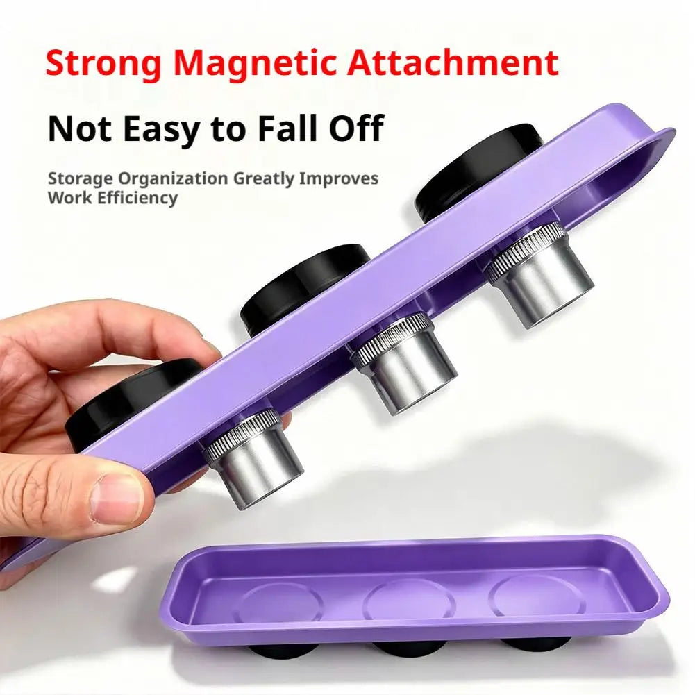 Double‑Sided Magnetic Screw Tray Purple Storage Bowl For Screws Nuts Bolts Stainless Steel Tools Tray For Car Suction Pad Tools Peaceful Pleasures Health and Wellness